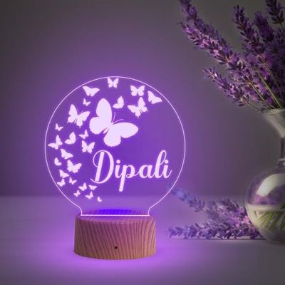 Personalized Name Led Lamp 3D Illusion Table Light Customized Birthday Gift for Husband Wife Girlfriend Boyfriend Office Friend  Multicolored Light (Name Lamp 4)